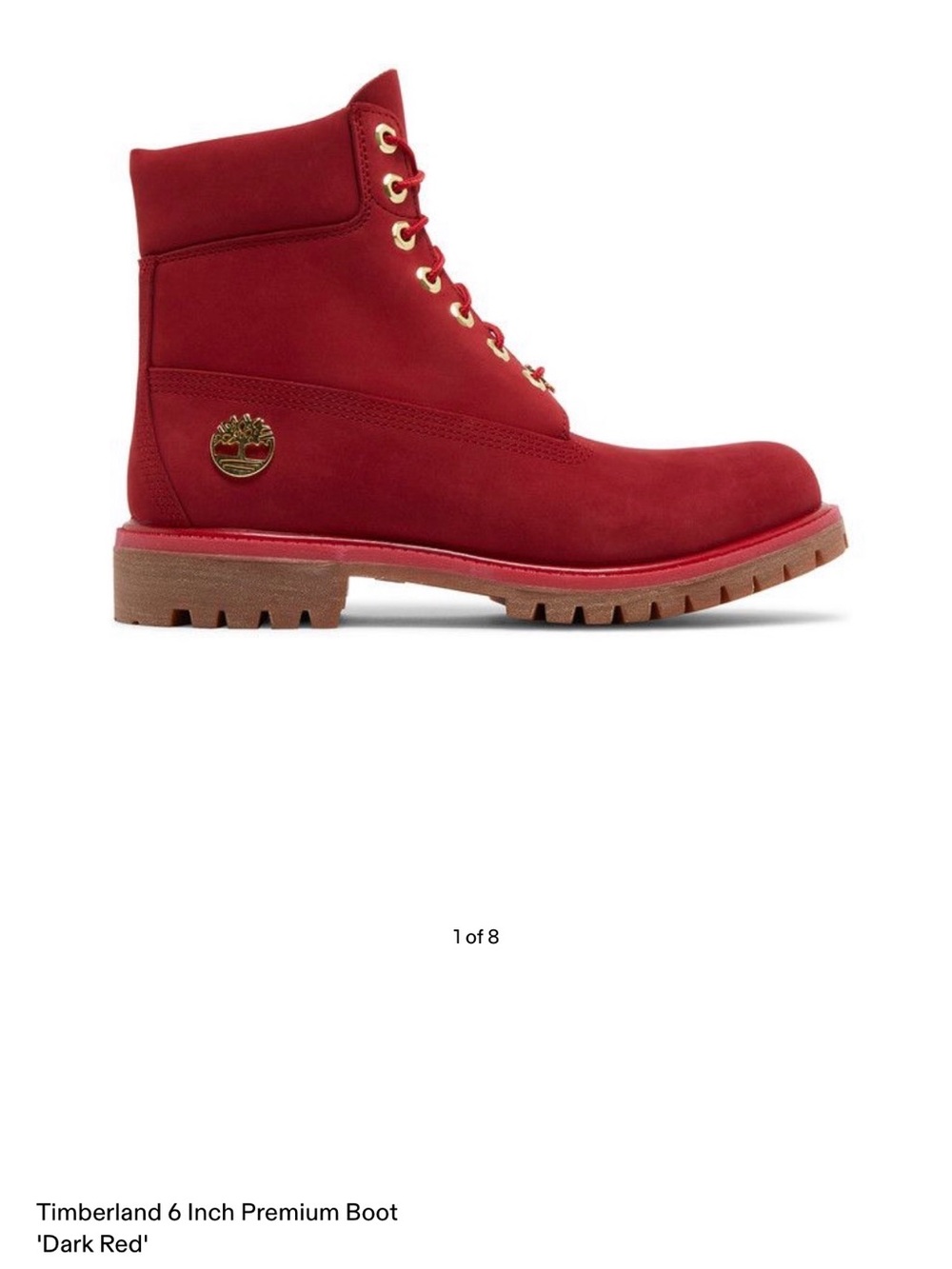 Timberland Men's 6-Inch Boot in Red with Gold Hardware